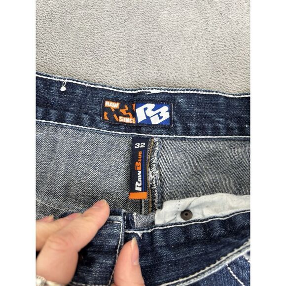 Vintage Y2K Raw Blue Denim Jean Shorts Men's Size 32 Blue - Picture 9 of 13